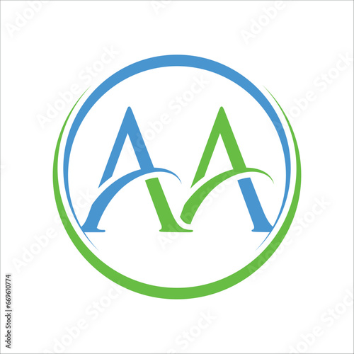 letter AA circle logo template, letter AA circle Logo element