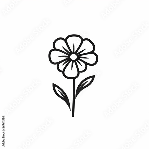 Minimalistic Black and White Vector Style Icon of a Beautiful Woman in Thin Line Style with White Background