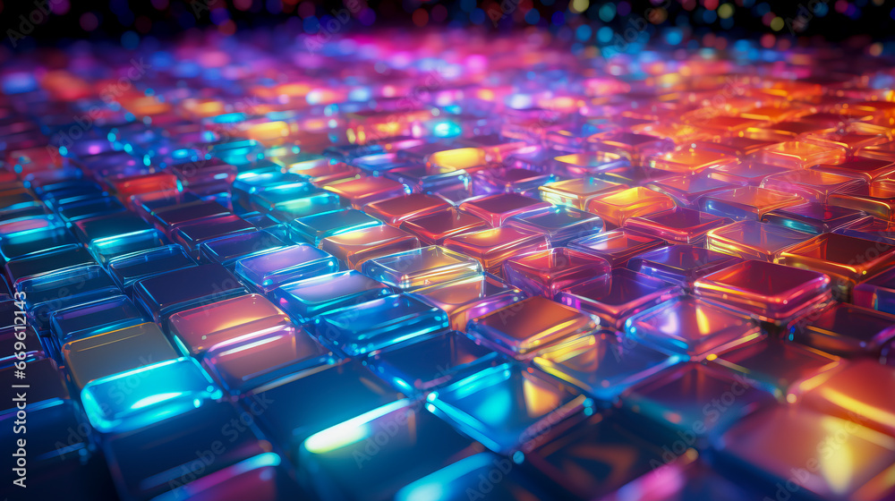 Fototapeta premium Vibrant Holographic Texture: A Symphony of Color and Light, created with Generative AI technology.
