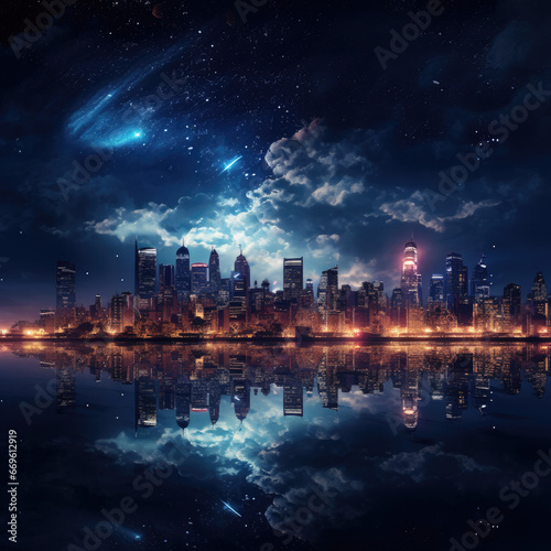 Stadtsilhouette bei Nacht