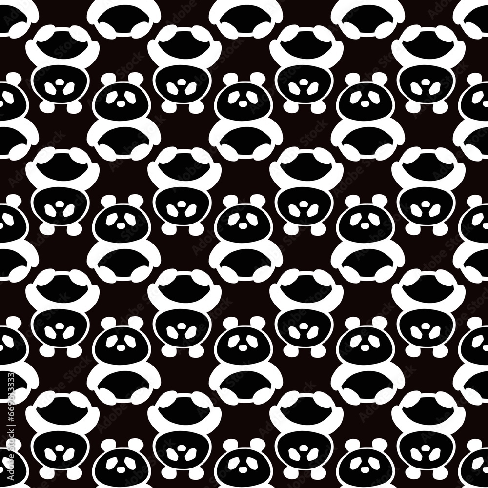 Seamless pattern with pandas for packaging paper, backgrounds, textile. Seamless pattern with pandas for packaging paper, backgrounds, textile.