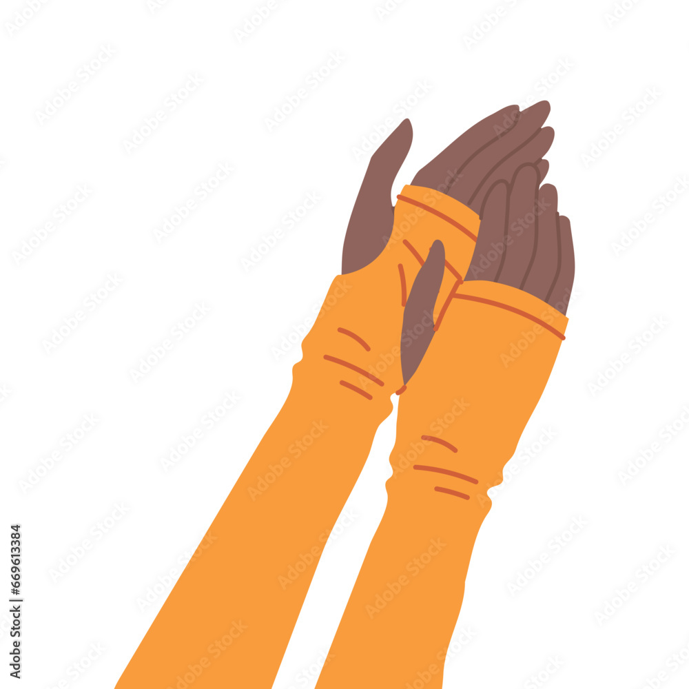 Cartoon Color Clapping Human Hands in Mittens Icon Celebration and Success Concept Flat Design Style. Vector illustration of Applause Cartoon Color Clapping Human Hands in Mittens Icon Celebration and Success Concept Flat Design Style. Vector illustration of Applause