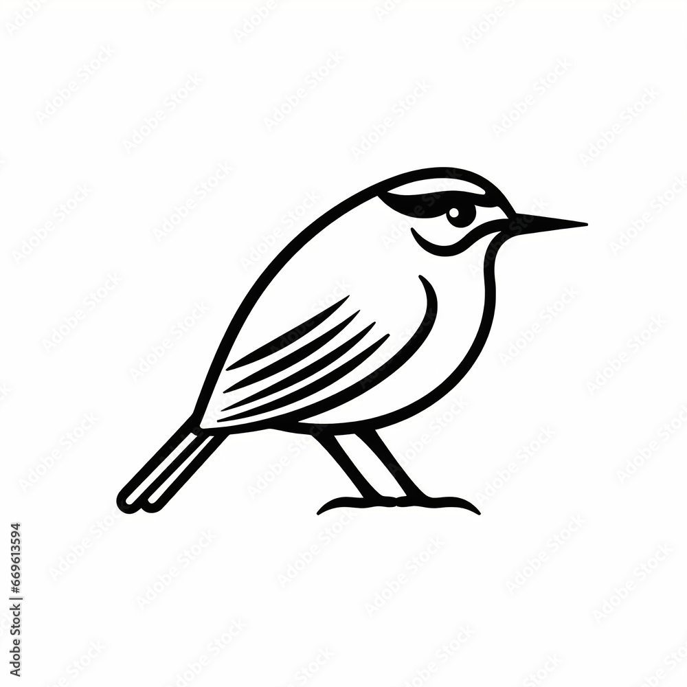 Obraz premium Minimalistic Black and White City Skyline Vector Style Icon with Thin Line Style on White Background