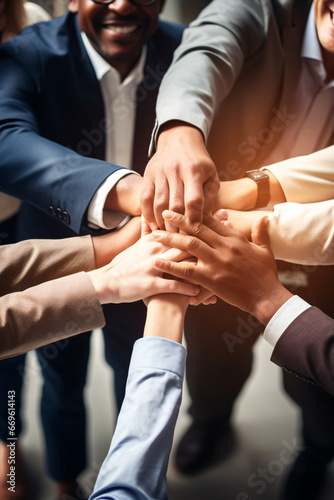 Unanimous Agreement Corporate Cohort Flaunting Thumbs-Up in Show of Solidarity, Trust, and Shared Vision in a Workspace Environment