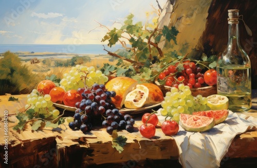 healthy protein foods stock image, in the style of aristarkh lentulov, greg olsen, kitty lange kielland, rural subject matter, clean, light emerald and red, american consumer culture photo