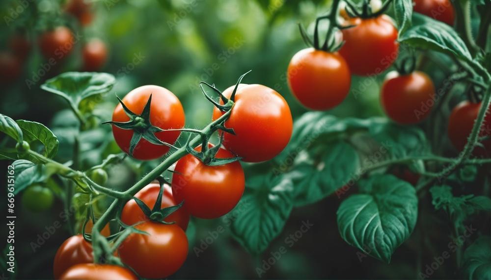 Garden fresh tomatoes: Highlighting the growth process from bush