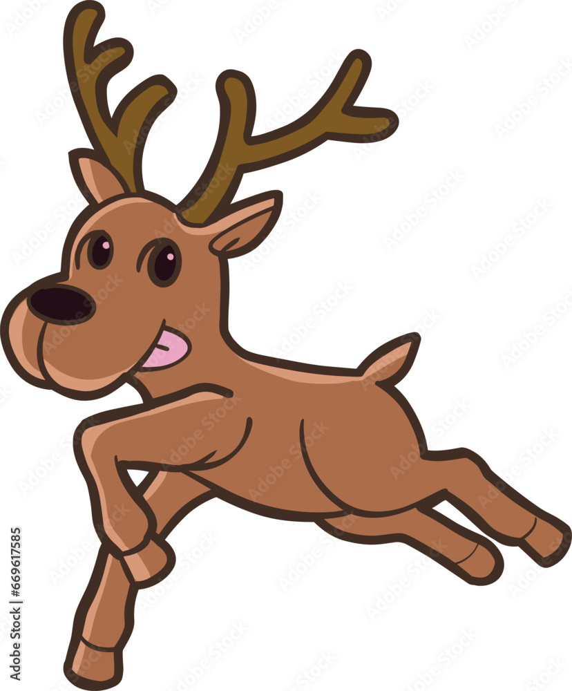 Dinosaur and reindeer merry christmas with gift  