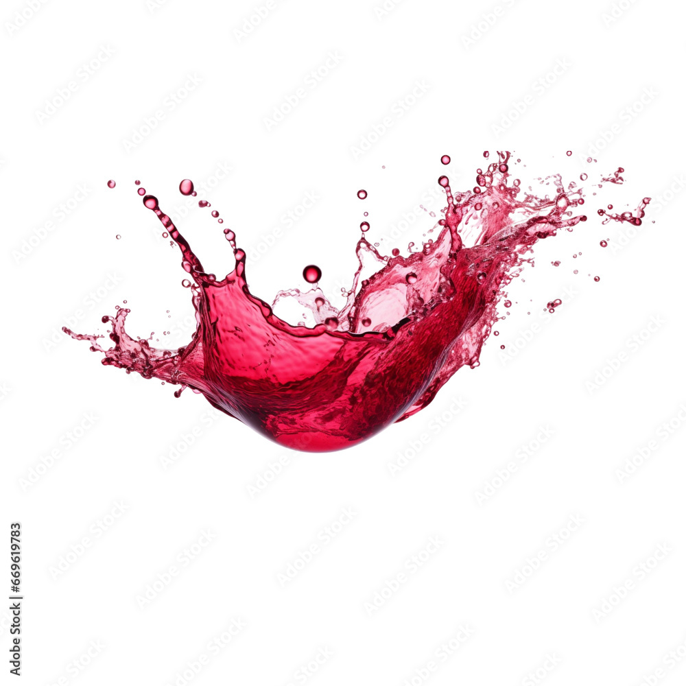 Splash of wine isolated on transparent, Ai generated