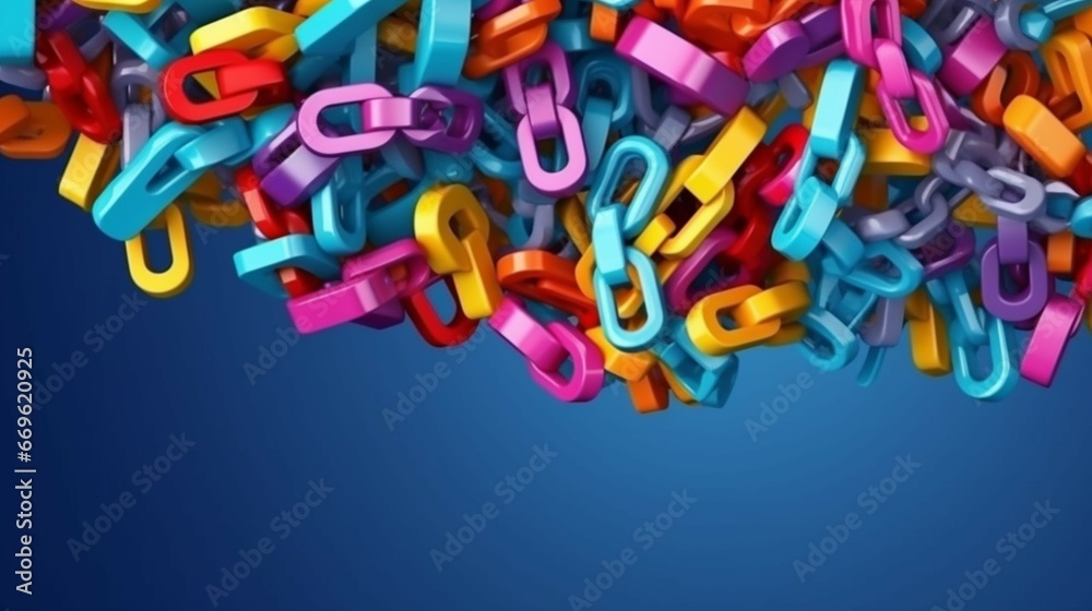 Blockchain link banner in 3D cartoon plastic style generative ai Blockchain link banner in 3D cartoon plastic style generative ai