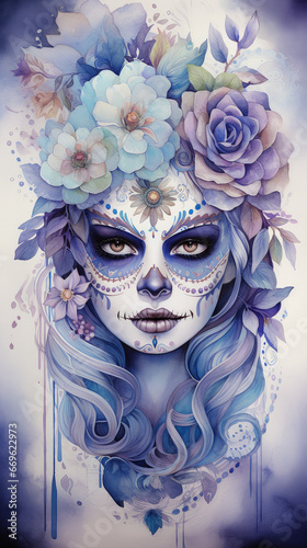 Sugar Skull Mask with flowers