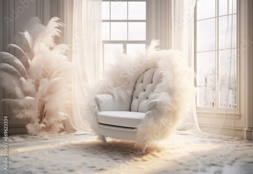 Futuristic Elegance: Modern Decoration Furniture with Feather Accents