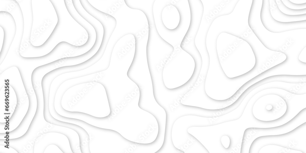 Obraz premium Abstract wavy line 3d paper cut white background. abstract white background with smooth wavy layers. silver grid map line topography mount map contour background, geographic grid .