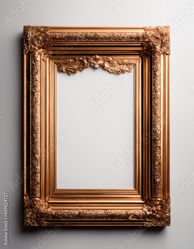Baroque empty mockup frame against white background