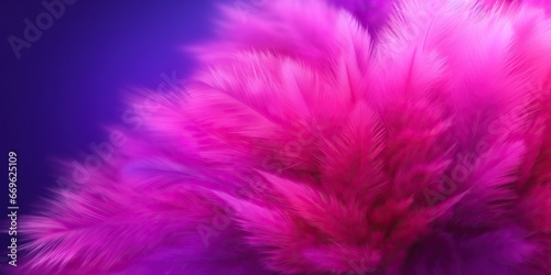 Background of ethereal pink feathers against purple