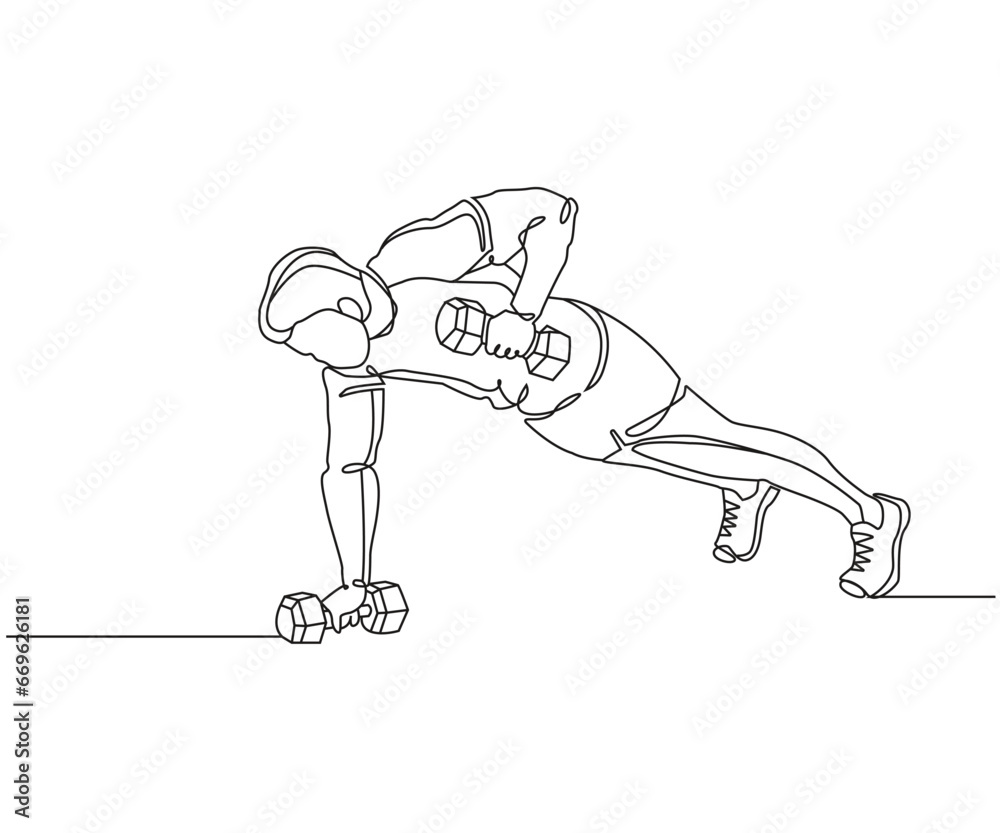 Renegade row exercise Line Drawing isolated on copy space white background, Dumbbell Renegade Row exercise editable vector illustration, Continuous one line drawing, work out clip art, Line art Renegade row exercise Line Drawing isolated on copy space white background, Dumbbell Renegade Row exercise editable vector illustration, Continuous one line drawing, work out clip art, Line art