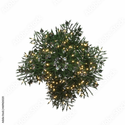 Christmas tree with decorations  isolated on white background  3D illustration  cg render