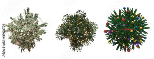 Christmas tree with decorations  isolated on white background  3D illustration  cg render