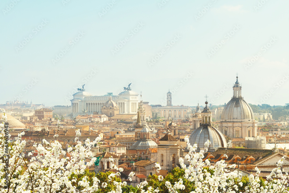 skyline of Rome city at spring day, Italy