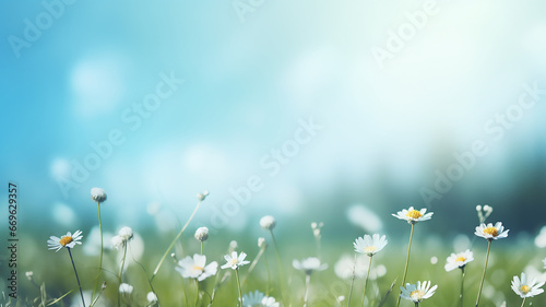 Beautiful blurred meadow background nature on a sunny day