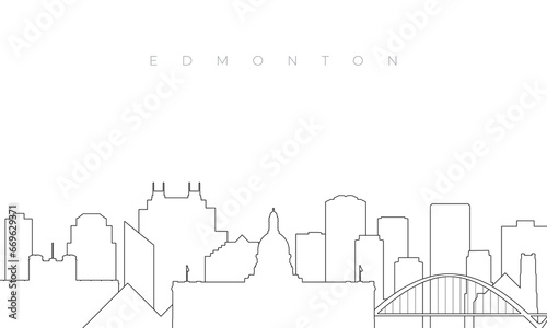 Outline Edmonton skyline. Trendy template with Edmonton buildings and landmarks in line style. Stock vector design.