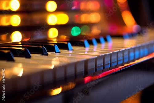 Gorgeous bokeh highlights piano keys. Generative AI