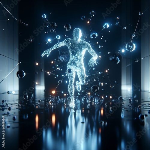 An abstract technical background image of a digital lifeform inside virtual space