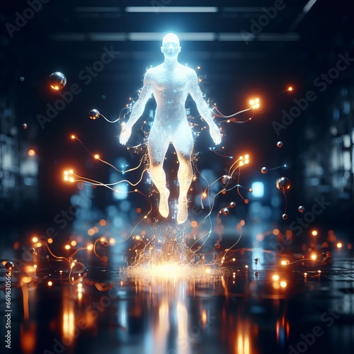 An abstract technical background image of a digital lifeform inside virtual space © Shoofly 3D