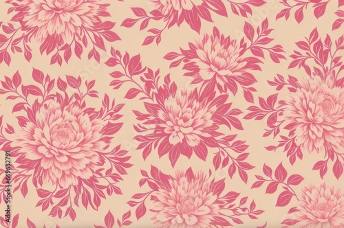 pattern dry floral branches wallpaper with cotton flower. AI Generated