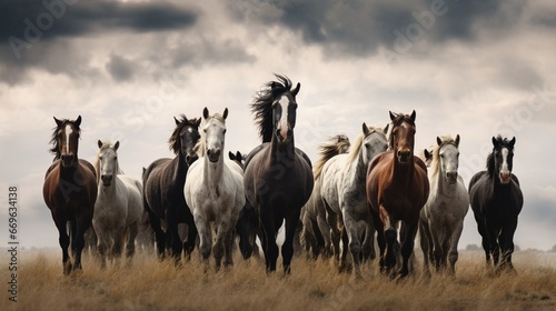 Herd of horses standing on meadow © rao zabi