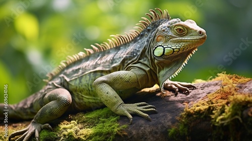 Iguana reptile in the wild nature Costa Rica