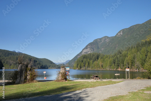 Buntzen Lake Park during the fall season in Anmore, British Columbia, Canada photo