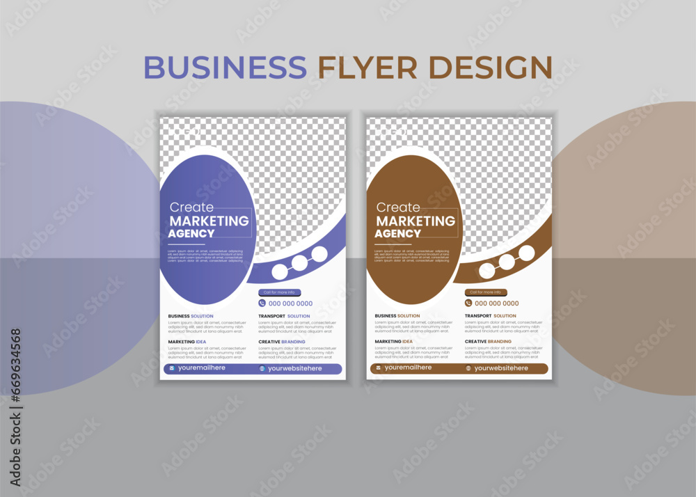 Business Flyer Corporate Flyer Template vector illustration template in A4 size modern orange Graphic design layout with round graphic elements  8.27x11.69, a4 size, business flyer, clean, company.