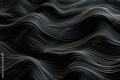 Textile with undulations on a dark fabric. Background is sleek. Generative AI