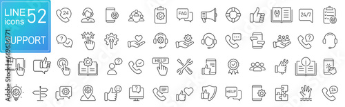 Help, Customer Service and Support - Outline Icon set. Thin Line icons contains such Icons as Online Help, Helpdesk, Quick Response, Feedback, online assistant, reference book, etc. Simple web icons