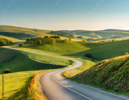 Road Through Rolling Green Hills