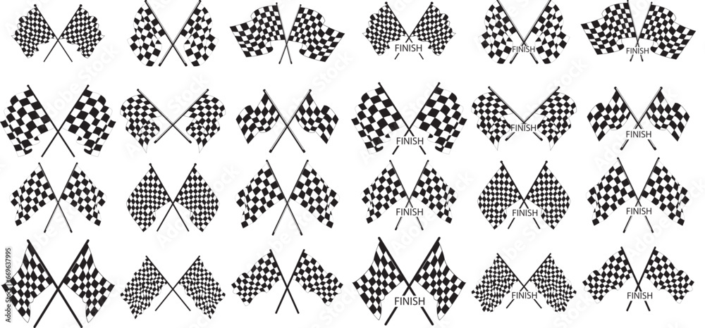 Auto Racking Flags Collage Vector black and white checkered auto racing flags and finishing tape ...