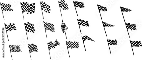 Vector black and white checkered auto racing flags and finishing tape vector