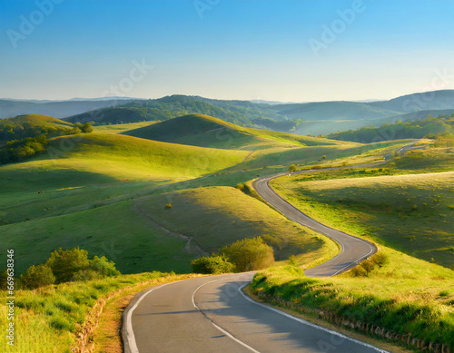 Road Through Rolling Green Hills