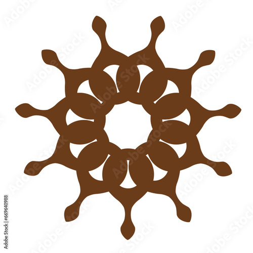 Steering wheel logo, helm, brown logo, flower, ornament, geometric, abstract, round, wheel