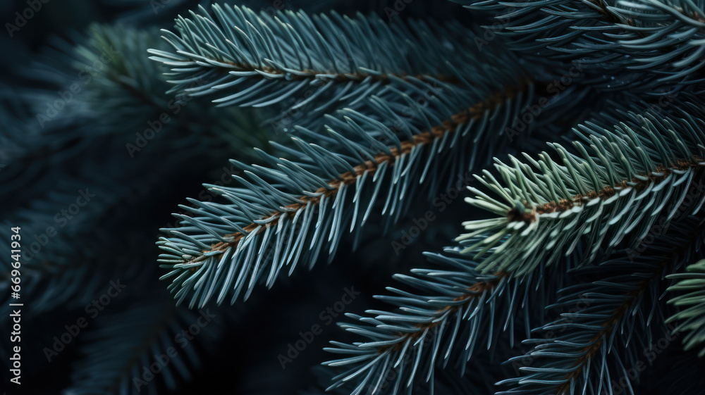 Close-Up Pine Tree Twig in Light Navy and Gray