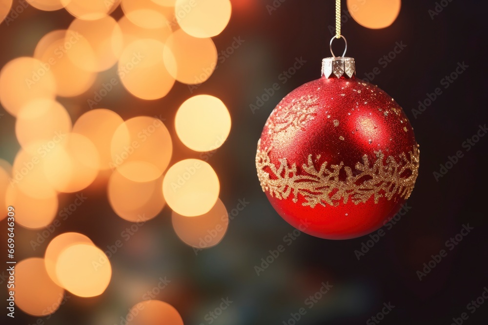 A Festive Red Christmas Ornament Hanging With Cheer and Joy Created With Generative AI Technology A Festive Red Christmas Ornament Hanging With Cheer and Joy Created With Generative AI Technology