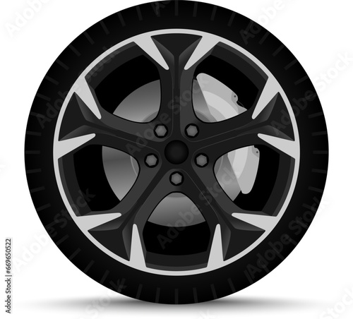 Car wheel. Tire with brake system