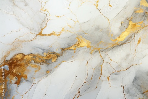 Fond abstrait lumineux, marbre blanc et or. IA générative, IA