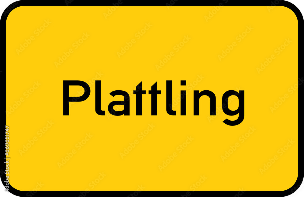City sign of Plattling - Ortsschild von Plattling