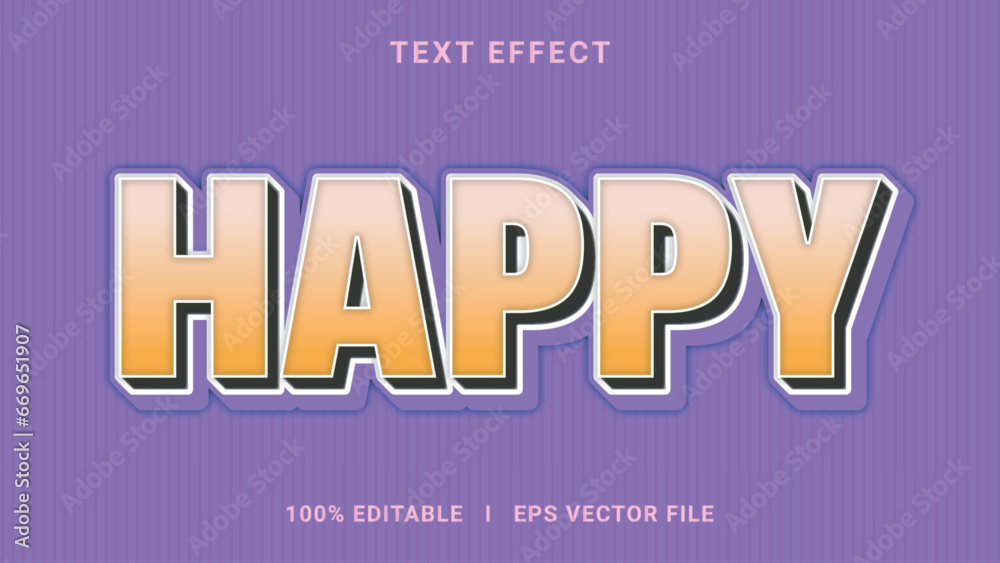 Modern editable happy text effect 3d text effect Modern editable happy text effect 3d text effect