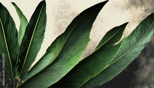 palm tree leaves overlay texture border of fresh green tropical plants isolated on transparent background