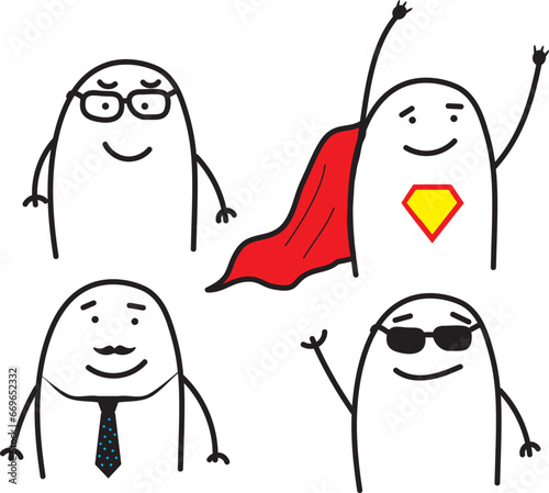 Thumb man. Super Dad. Father gleek. Traditional father. Dad sunglasses. Charcter emotional. 