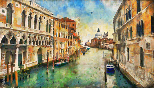 a depiction of venice s historic buildings along its canals