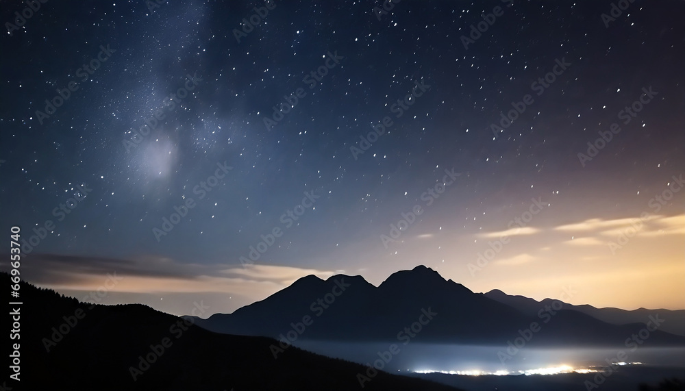 midnight stargazing horizon sky with mountain landscape scenery hd phone wallpaper ai generated