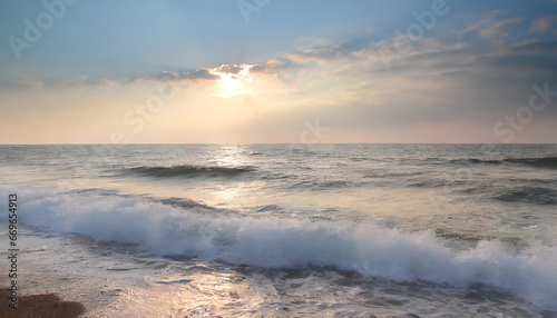 sun kissed horizon tranquil ocean under bright sky seaside serenity sunlit waves on clear summer day nature beauty abstract landscape in sunlight